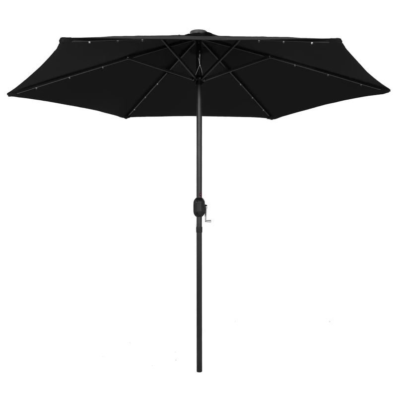 Load image into Gallery viewer, Vidaxl parasol met led-verlichting en aluminium paal 270 cm zwart
