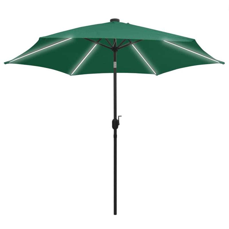 Load image into Gallery viewer, Vidaxl parasol met led-verlichting en aluminium paal 300 cm groen
