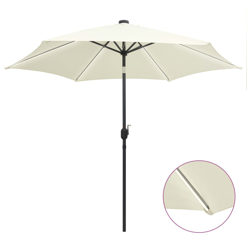 Load image into Gallery viewer, Vidaxl parasol met led-verlichting en aluminium paal 300 cm zandwit

