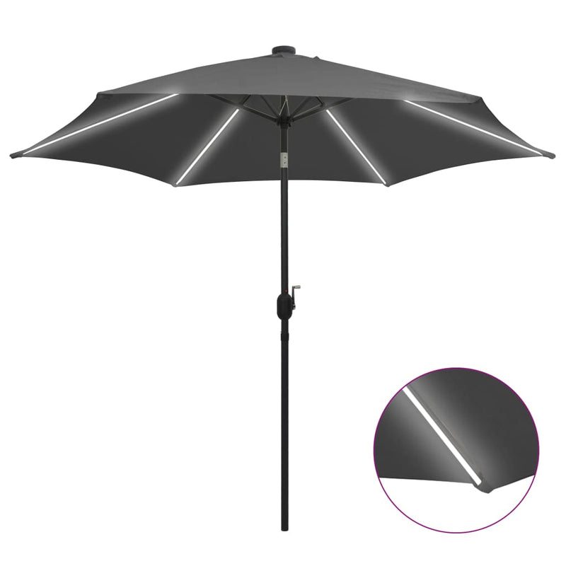 Load image into Gallery viewer, Vidaxl parasol met led-verlichting en aluminium paal 300 cm antraciet
