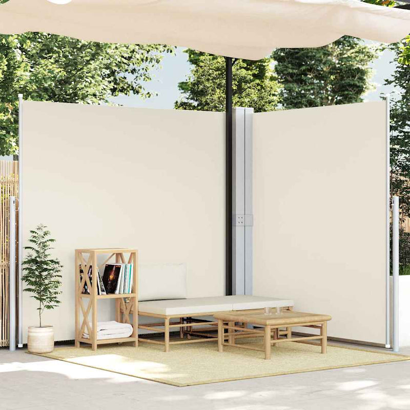 Load image into Gallery viewer, Vidaxl tuinscherm uittrekbaar dubbel 170x600 cm crème
