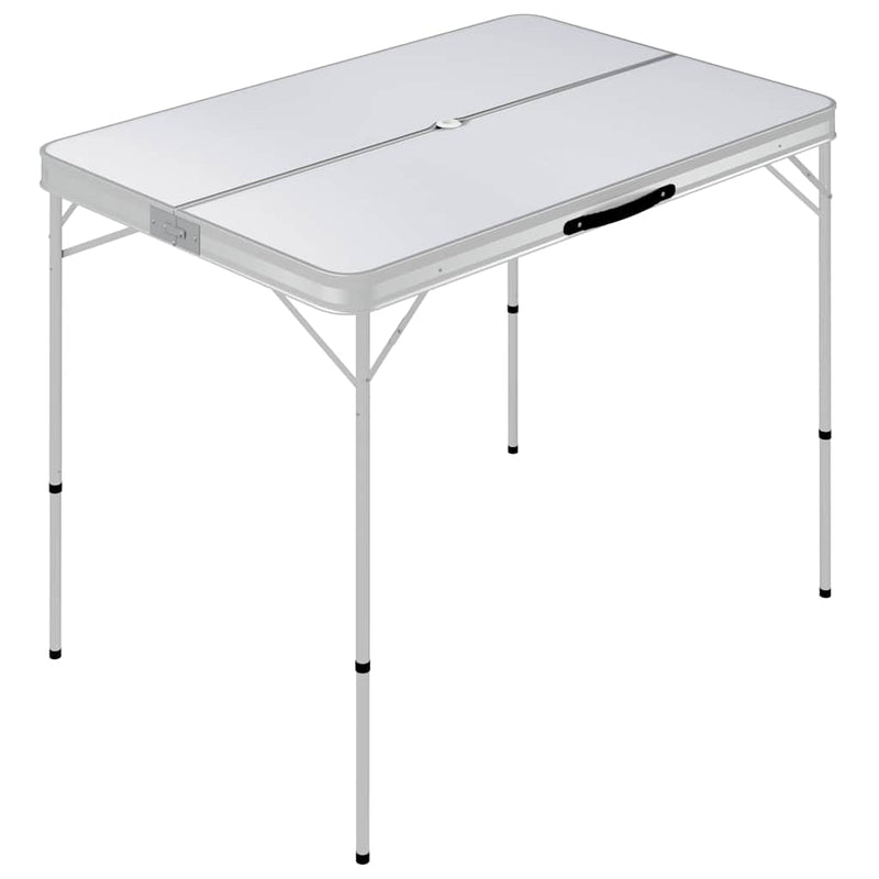 Load image into Gallery viewer, Vidaxl campingtafel inklapbaar met 2 banken aluminium wit
