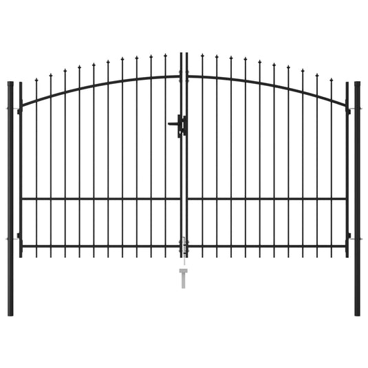 VidaXL Poort met puntige bovenkant dubbel 3x1,75 m staal zwart