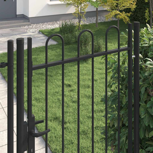 Vidaxl poort met gebogen bovenkant enkel 1x2 m staal zwart
