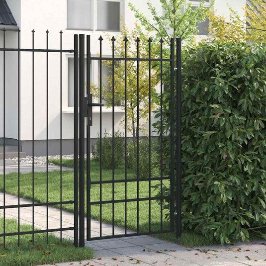 Vidaxl poort met puntige bovenkant enkel 1x1,75 m staal zwart