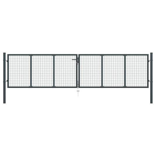 VidaXL Gaaspoort 400x125 cm gegalvaniseerd staal grijs