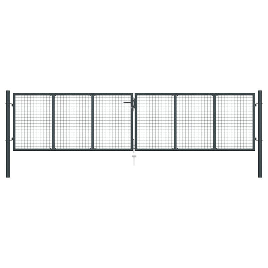 VidaXL Gaaspoort 400x150 cm gegalvaniseerd staal grijs