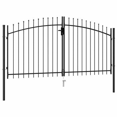 Vidaxl poort met puntige bovenkant dubbel 3x1,5 m staal zwart