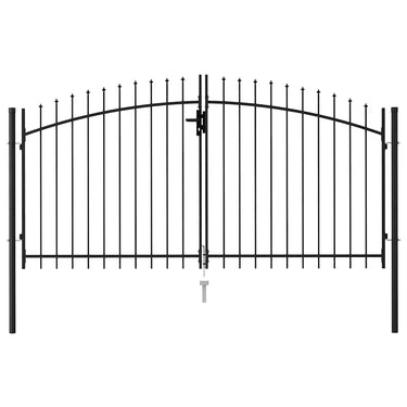 Vidaxl poort met puntige bovenkant dubbel 3x1,5 m staal zwart