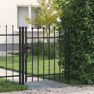 Vidaxl poort met puntige bovenkant enkel 1x1 m staal zwart