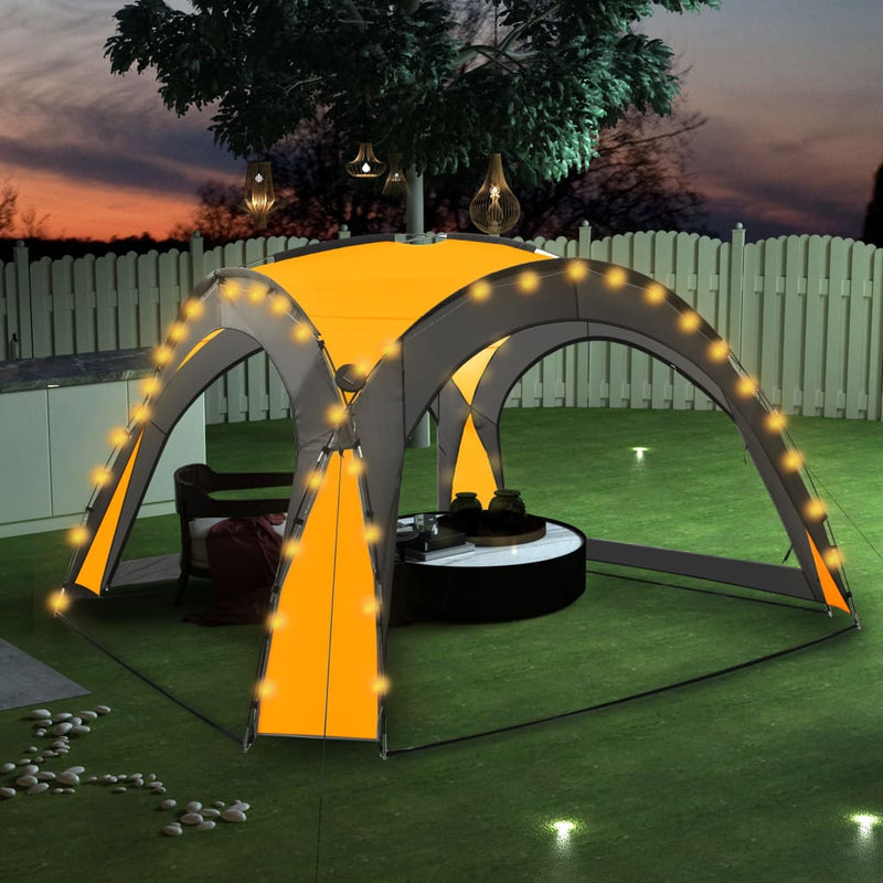 Load image into Gallery viewer, Vidaxl partytent met led en 4 zijwanden 3,6x3,6x2,3 m geel

