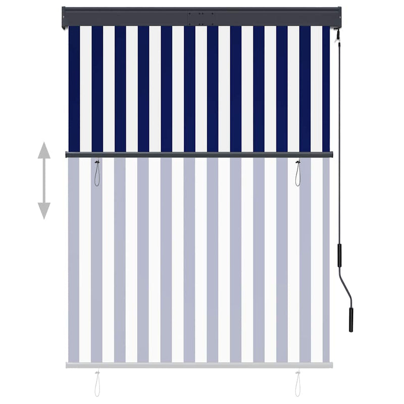Load image into Gallery viewer, Vidaxl rolgordijn voor buiten 120x250 cm blauw en wit
