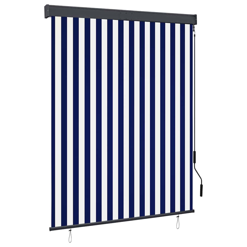 Afbeelding laden in galerijviewer, Vidaxl rolgordijn voor buiten 140x250 cm blauw en wit
