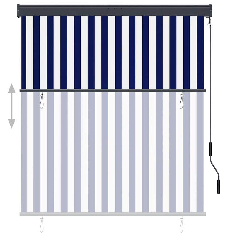 Afbeelding laden in galerijviewer, Vidaxl rolgordijn voor buiten 140x250 cm blauw en wit
