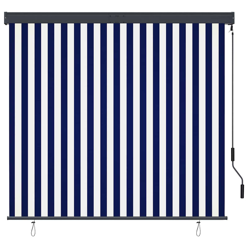 Afbeelding laden in galerijviewer, Vidaxl rolgordijn voor buiten 160x250 cm blauw en wit
