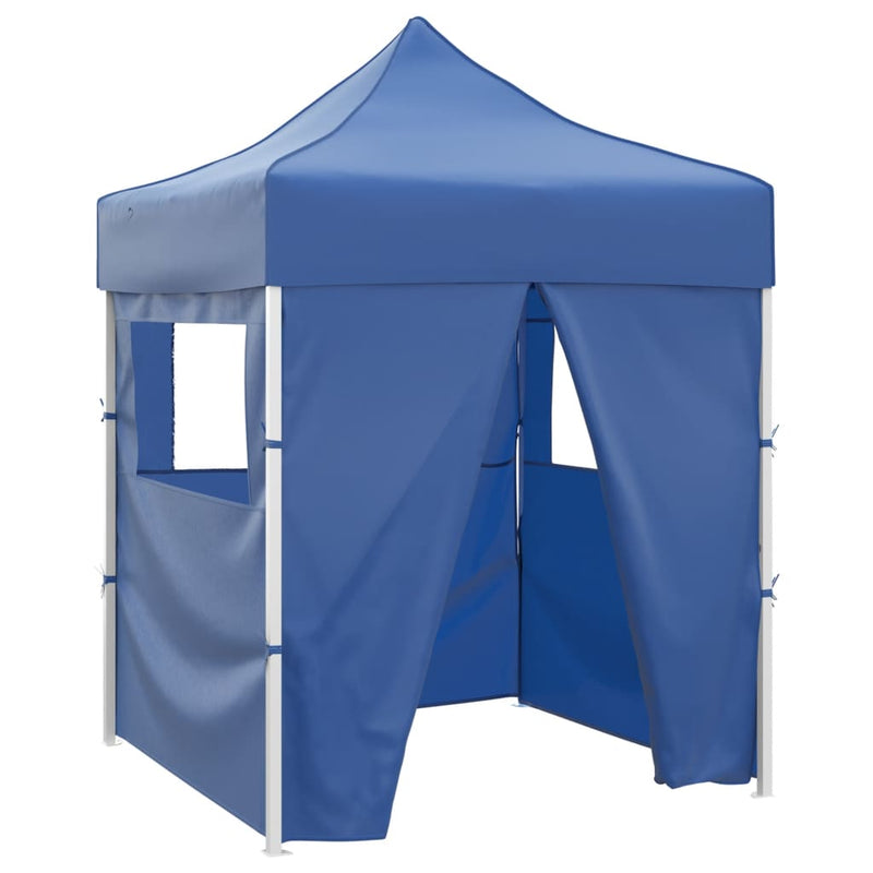 Load image into Gallery viewer, Vidaxl partytent met 4 zijwanden inklapbaar 2x2 m staal blauw

