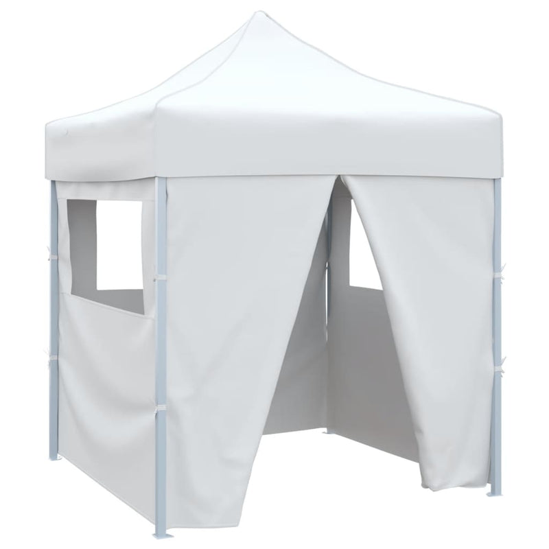 Load image into Gallery viewer, Vidaxl partytent met 4 zijwanden inklapbaar 2x2 m staal wit
