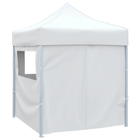 VidaXL Partytent met 4 zijwanden inklapbaar 2x2 m staal wit