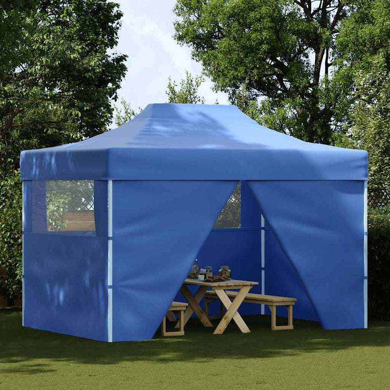 Load image into Gallery viewer, Vidaxl partytent met 4 zijwanden inklapbaar 3x4 m staal blauw

