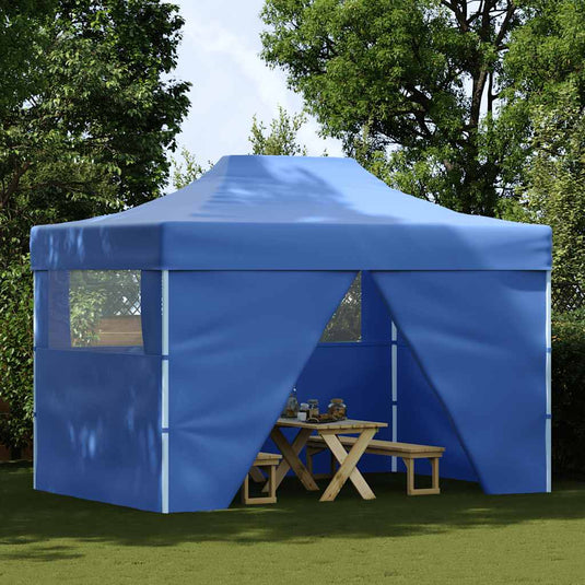 Vidaxl partytent met 4 zijwanden inklapbaar 3x4 m staal blauw