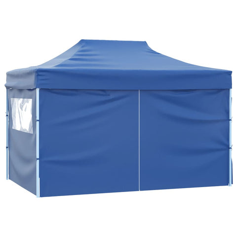 VidaXL Partytent met 4 zijwanden inklapbaar 3x4 m staal blauw