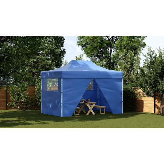Vidaxl partytent met 4 zijwanden inklapbaar 3x4 m staal blauw