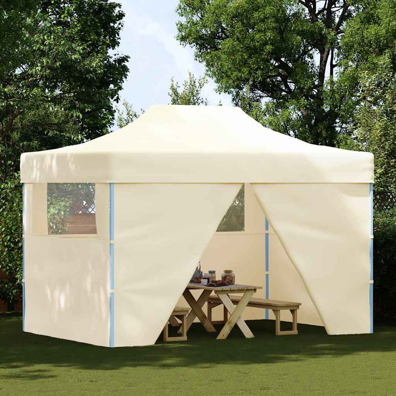 Load image into Gallery viewer, Vidaxl partytent met 4 zijwanden inklapbaar 3x4 m staal crème
