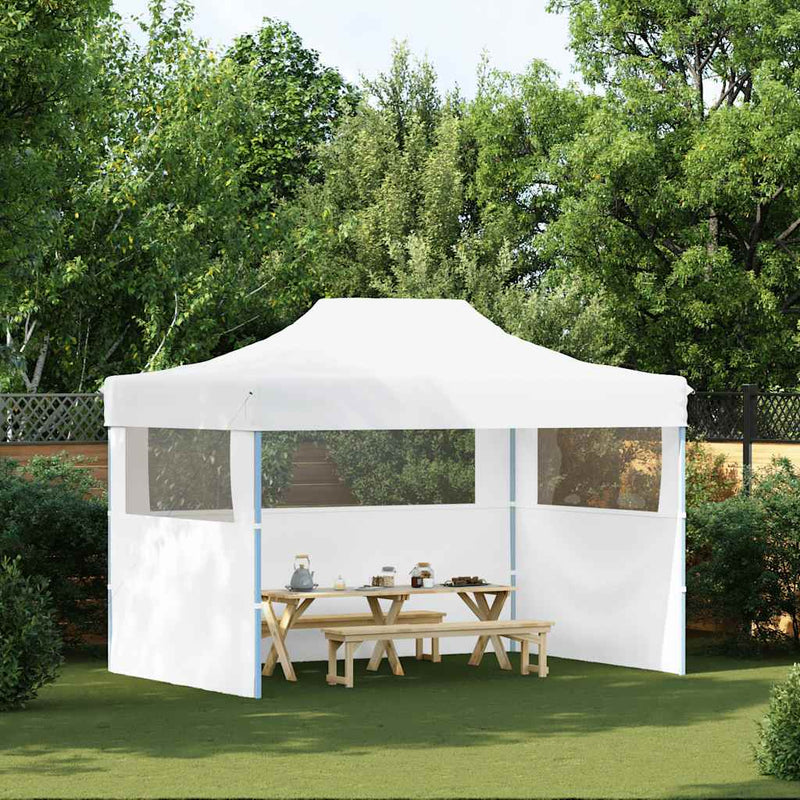 Load image into Gallery viewer, Vidaxl partytent met 3 zijwanden inklapbaar 3x4 m staal wit
