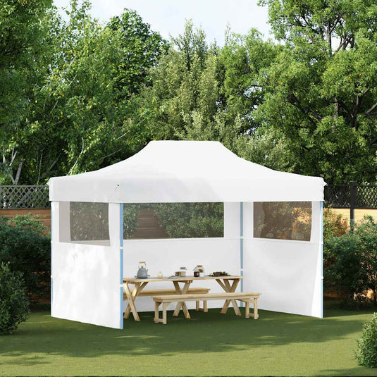 Vidaxl partytent met 3 zijwanden inklapbaar 3x4 m staal wit