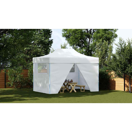 Vidaxl partytent met 4 zijwanden inklapbaar 3x4 m staal wit