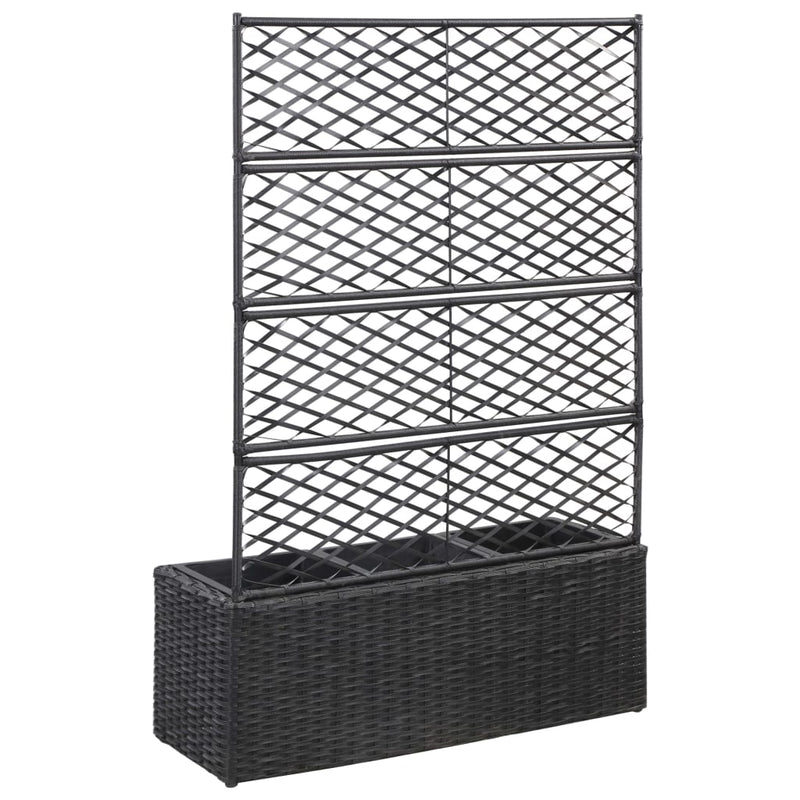 Load image into Gallery viewer, Vidaxl latwerkplantenbak verhoogd met potten 83x30x130 cm rattan zwart

