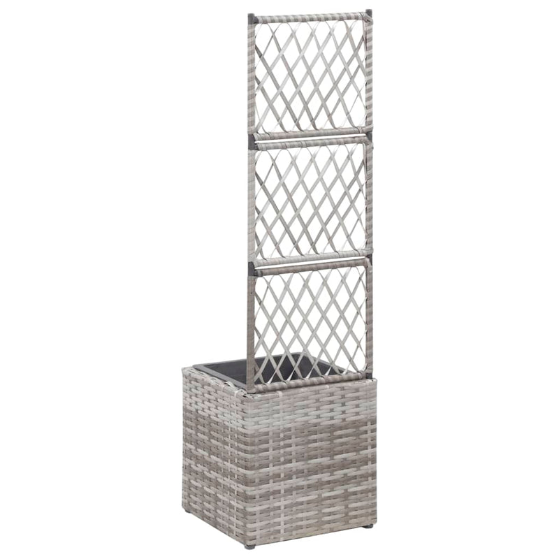 Load image into Gallery viewer, Vidaxl latwerkplantenbak verhoogd met 1 pot 30x30x107 cm rattan grijs

