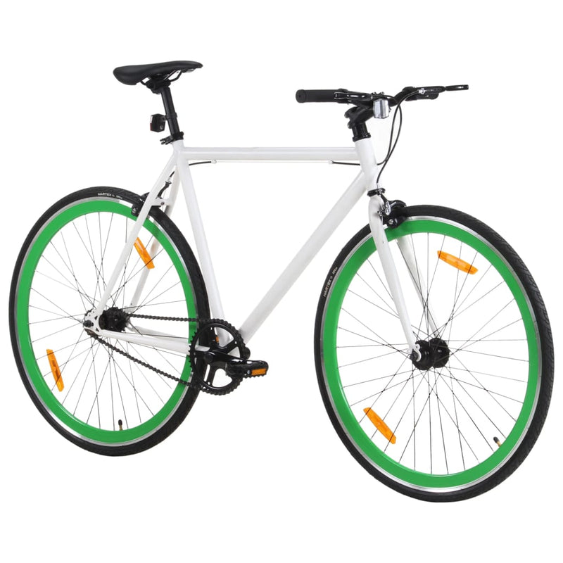 Load image into Gallery viewer, Vidaxl fiets met vaste versnelling 700 c 55 cm wit en groen
