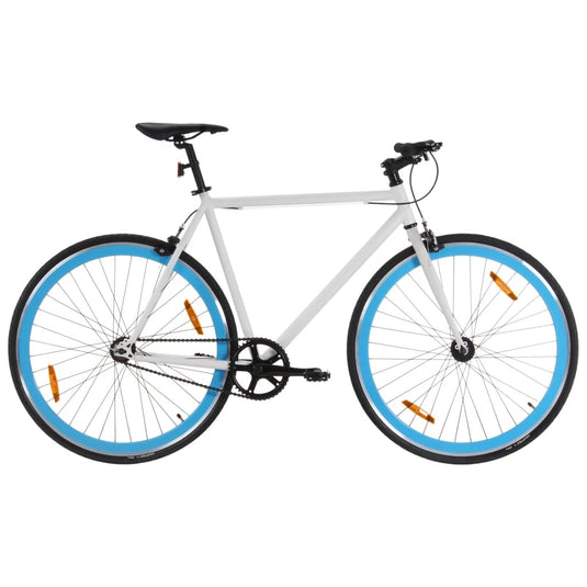 Vidaxl fiets met vaste versnelling 700 c 55 cm wit en blauw