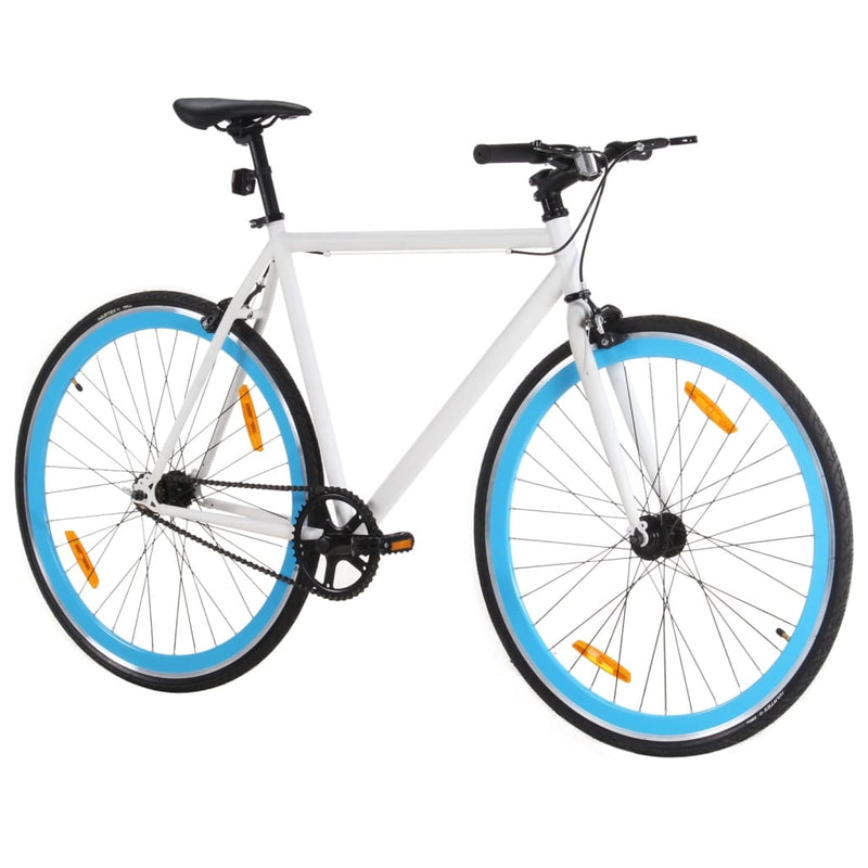 Load image into Gallery viewer, Vidaxl fiets met vaste versnelling 700 c 59 cm wit en blauw
