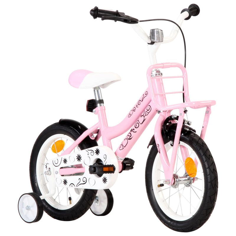 Load image into Gallery viewer, Vidaxl kinderfiets met voordrager 14 inch wit en roze
