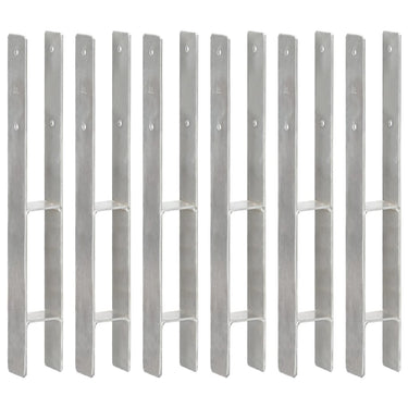 Vidaxl grondankers 6 st 7x6x60 cm gegalvaniseerd staal zilverkleurig