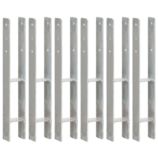 Vidaxl grondankers 6 st 8x6x60 cm gegalvaniseerd staal zilverkleurig