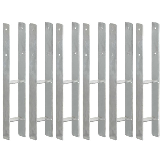Vidaxl grondankers 6 st 9x6x60 cm gegalvaniseerd staal zilverkleurig