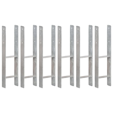 Vidaxl grondankers 6 st 14x6x60 cm gegalvaniseerd staal zilverkleurig