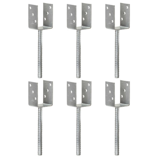 Vidaxl grondankers 6 st 7x6x30 cm gegalvaniseerd staal zilverkleurig