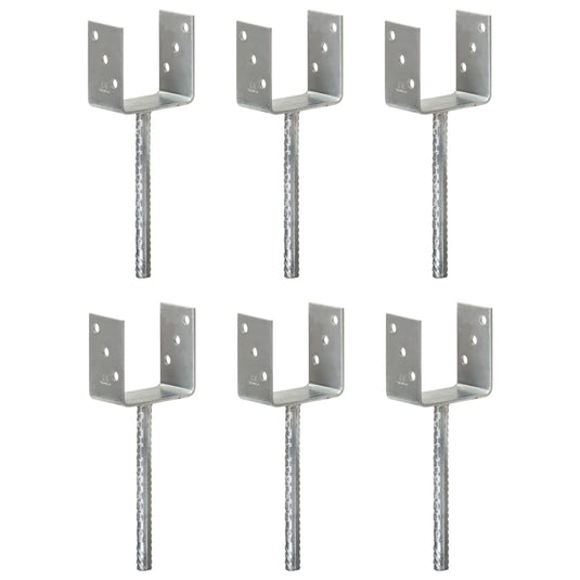 Vidaxl grondankers 6 st 10x6x30 cm gegalvaniseerd staal zilverkleurig