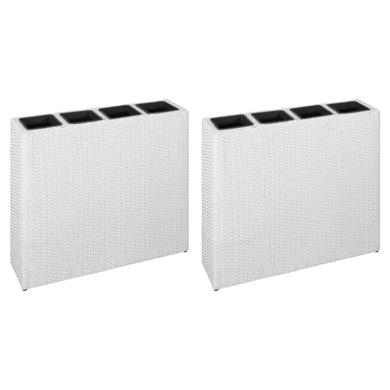Load image into Gallery viewer, VidaXL Plantenbak verhoogd met 4 potten 2 st poly rattan wit
