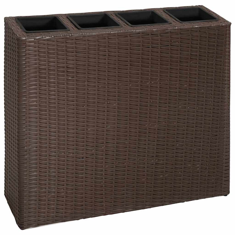 Load image into Gallery viewer, Vidaxl plantenbak verhoogd met 4 potten 2 st poly rattan bruin
