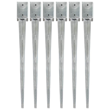 Vidaxl grondpinnen 6 st 9x9x90 cm gegalvaniseerd staal zilverkleurig