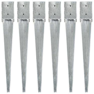 Vidaxl grondpinnen 6 st 10x10x76 cm gegalvaniseerd staal zilverkleurig