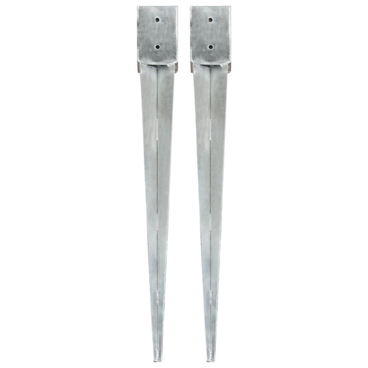 Vidaxl grondpinnen 2 st 10x10x91 cm gegalvaniseerd staal zilverkleurig