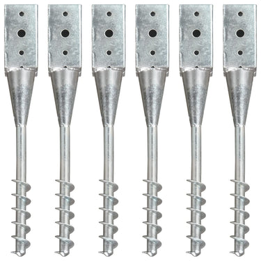 Vidaxl grondpinnen 6 st 7x7x56 cm gegalvaniseerd staal zilverkleurig