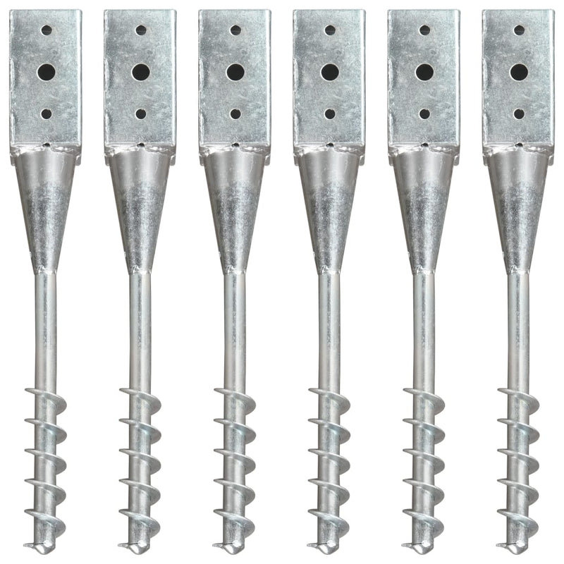 Load image into Gallery viewer, Vidaxl grondpinnen 6 st 7x7x56 cm gegalvaniseerd staal zilverkleurig
