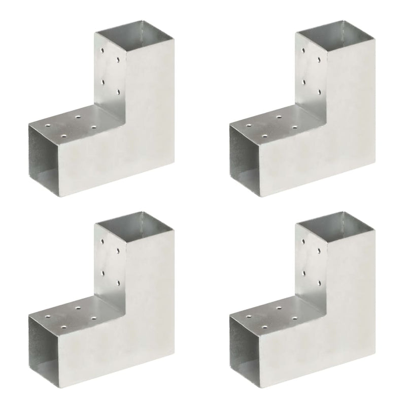 Load image into Gallery viewer, Vidaxl paalverbindingen 4 st l-vorm 71x71 mm gegalvaniseerd metaal
